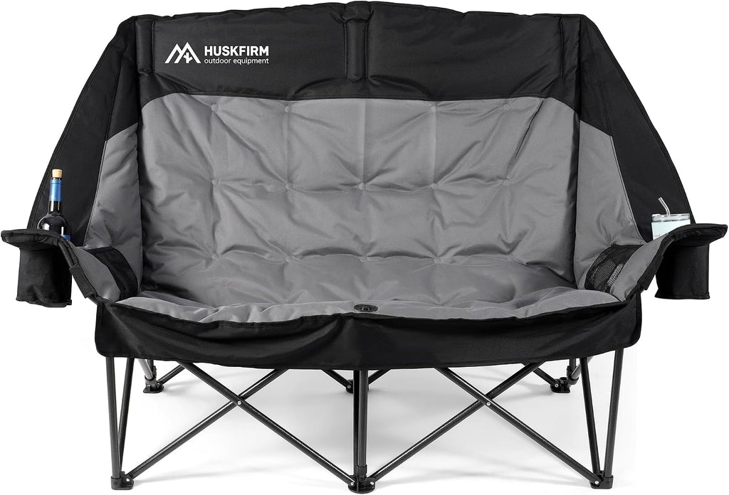 Huskfirm High Back Double Camping Chair 2 Person Camping Chair Black
