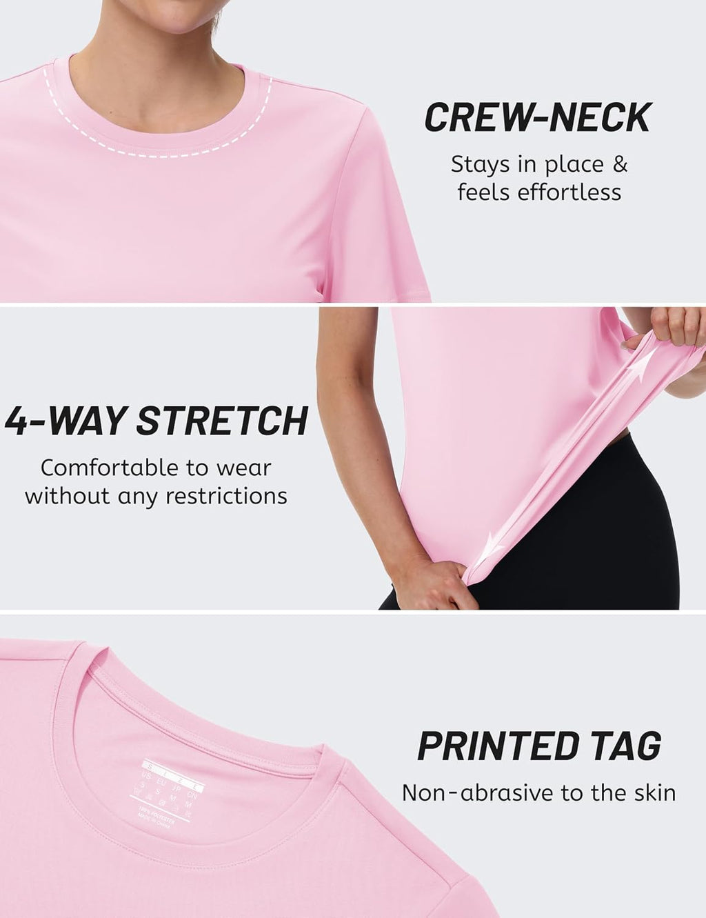 TACVASEN Women's Short Sleeve Workout Shirts UPF 50+ Sun Protection Quick Dry Athletic Tops for Running Gym Tee
