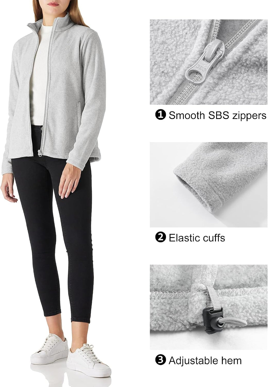 Outdoor Ventures Women's Lightweight Warm Polar Fleece Jacket Zip Up