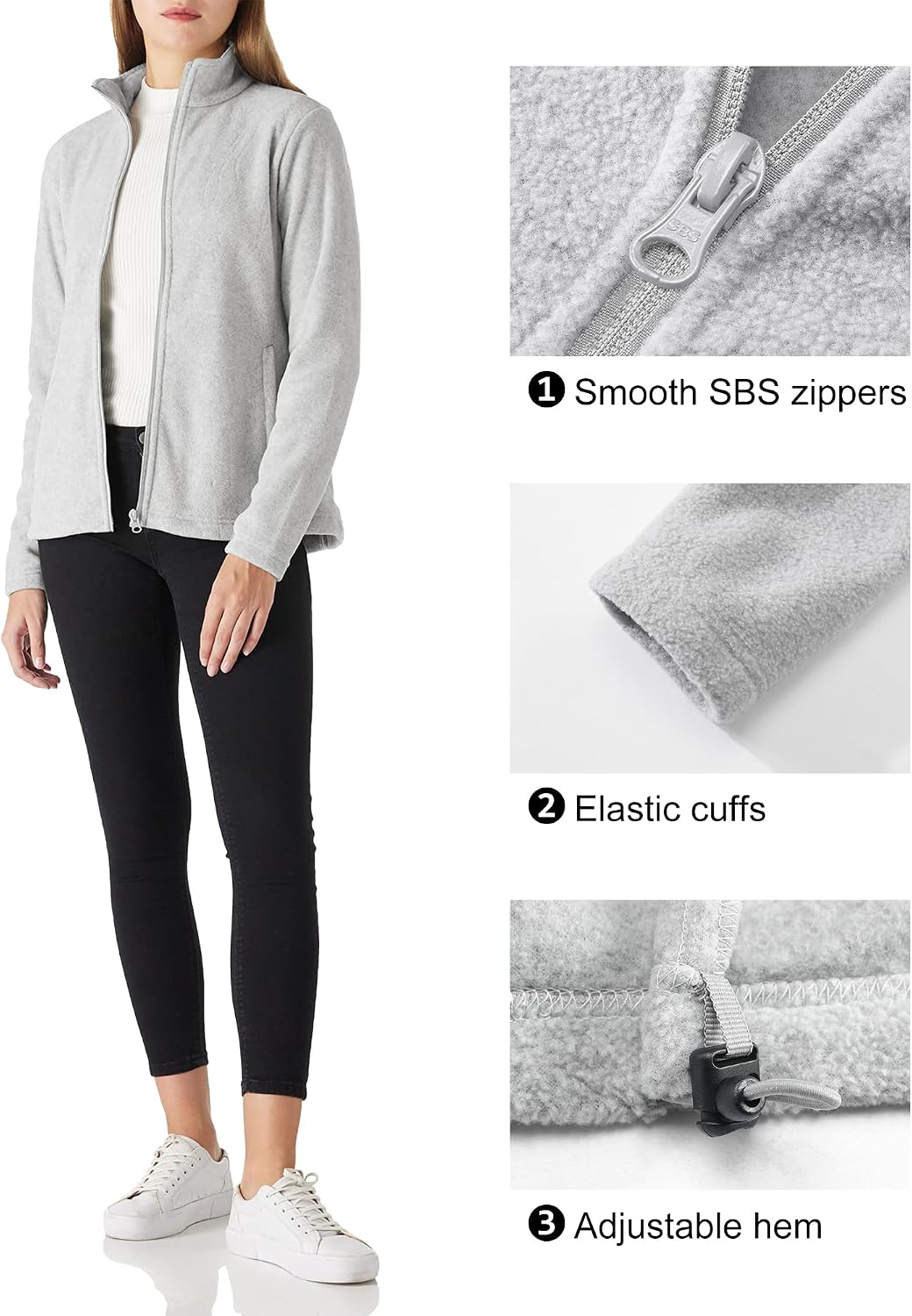 Outdoor Ventures Women's Lightweight Warm Polar Fleece Jacket Zip Up
