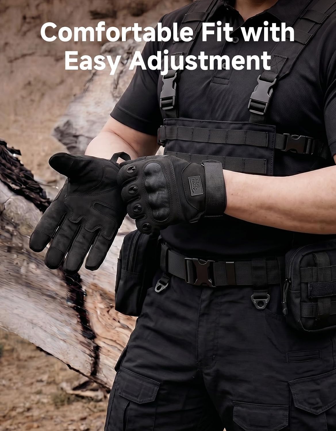 KEMIMOTO Tactical Gloves for Men, Touchscreen Motorcycle Gloves with Hard Shell & Palm Padding for Sports Motorcycle Cycling Tactical Airsoft Paintball Hunting Hiking Camping Climbing