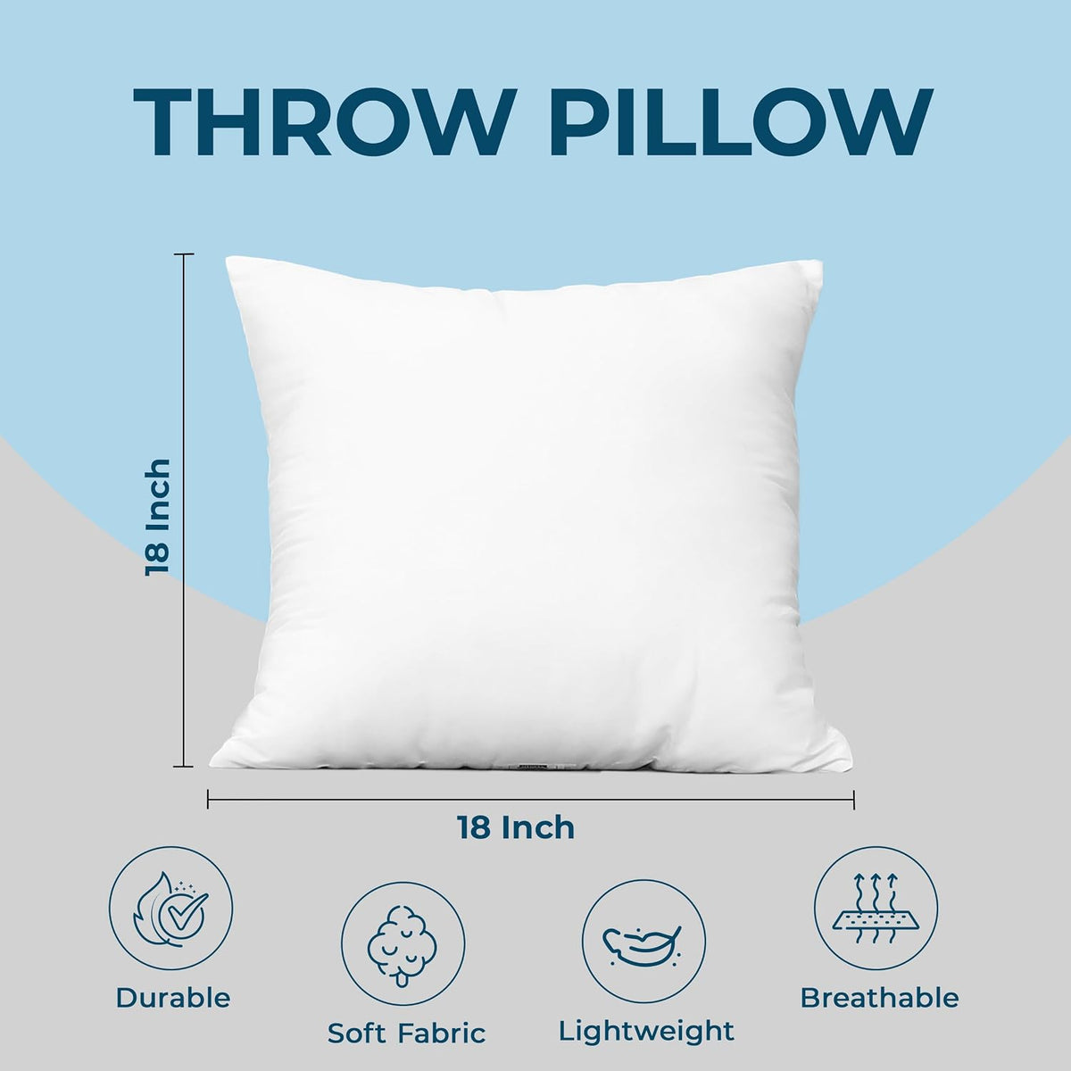 Utopia Bedding Throw Pillows, Decorative 18x18 Pillow Inserts, Set of 4
