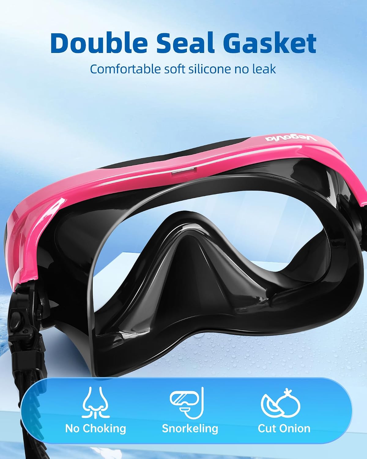 VegoVia Adult Swim Goggles with Nose Cover HD Glasses Wide View