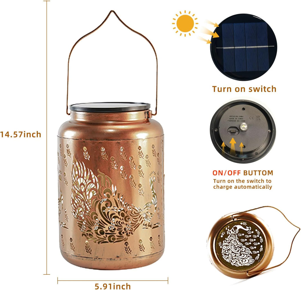 Peacock Solar Lanterns Outdoor Waterproof, Birthday Day Gifts for Women