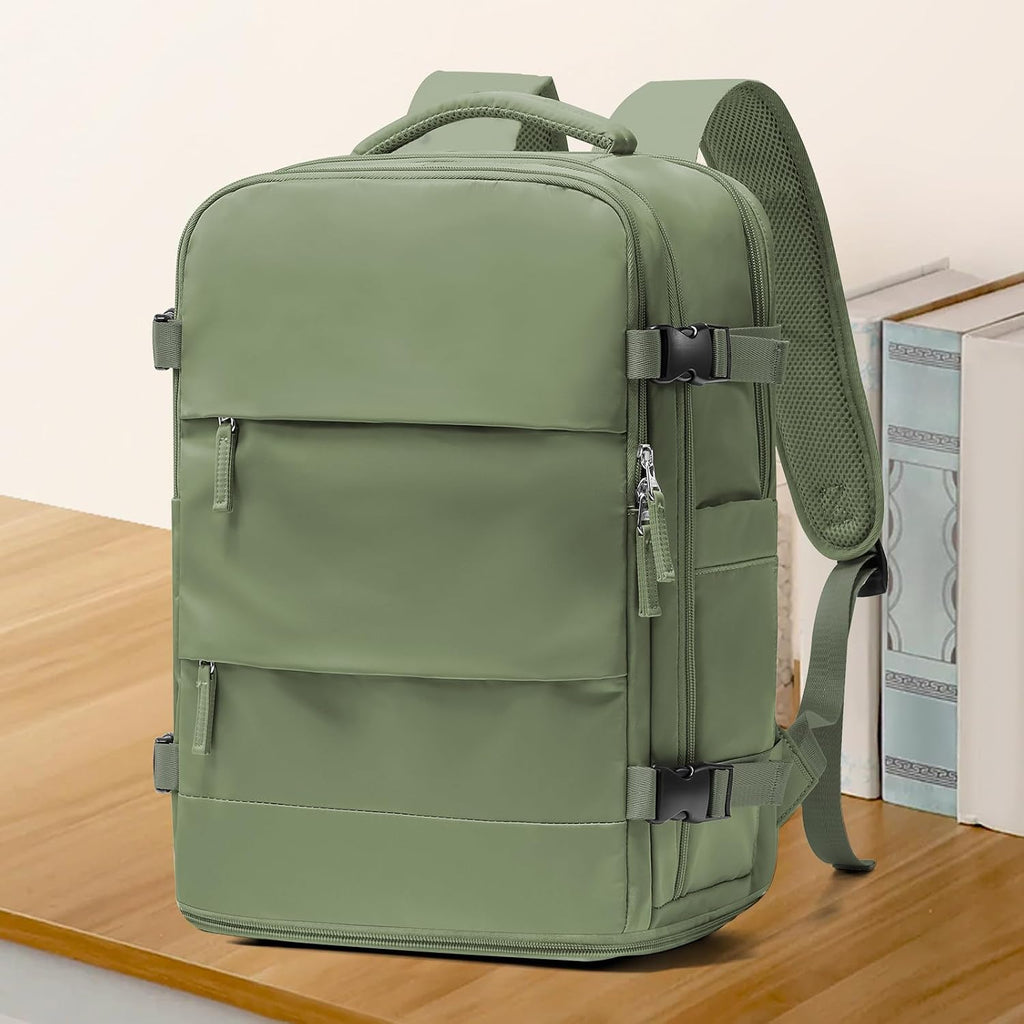 coowoz Travel Backpack For Women Men,Carry On Backpack,Hiking Backpack Waterproof Outdoor Sports Rucksack Casual Daypack travel essentials（Gray Green）