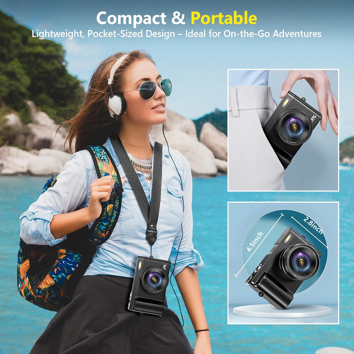 4K Digital Camera for Photography Autofocus, Upgraded 64MP WiFi Vlog Camera