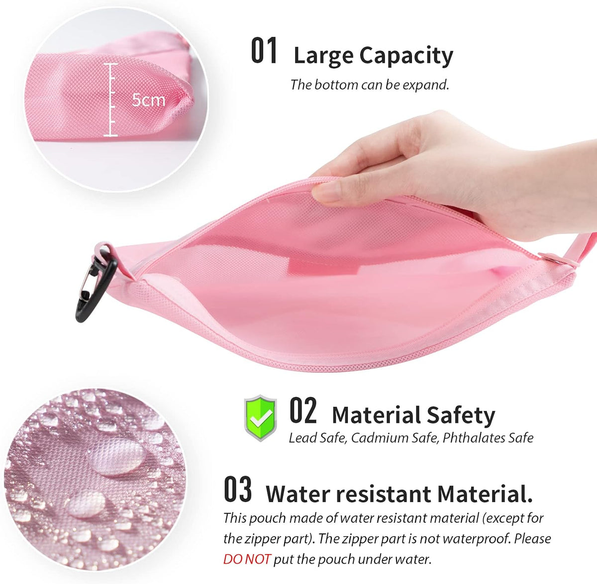 pack all Water-Resistant Zipper Pouch, Mesh Zipper Bag, 10.23"x7.48"
