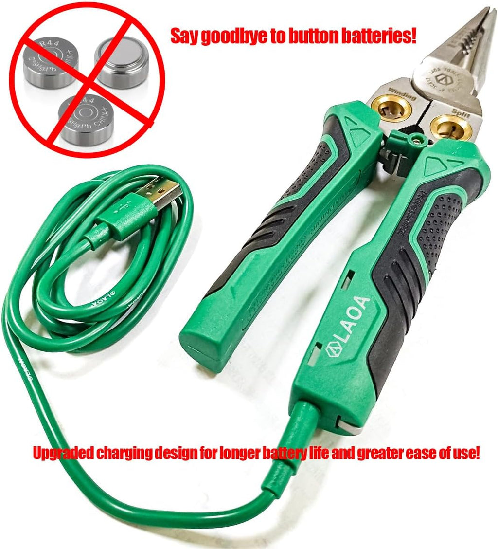 LAOA Wire Stripper Tool with Voltage Tester, 8-in-1 Electrician Pliers with Wire Cutter, Cable Splitter, Wire Puller and Crimper, USB-C Rechargeable Electrical Tool for Electricians and DIY Repairs
