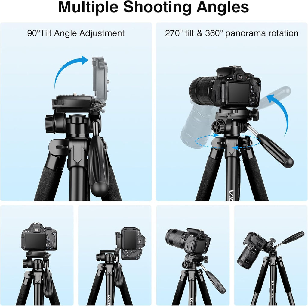 Tripod for Camera and Phone, 72" Tall Camera Tripod Monopod with Remote