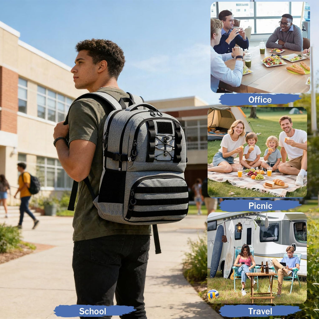 40L Laptop Lunch Backpack for Men with Lunch Compartment and USB Port