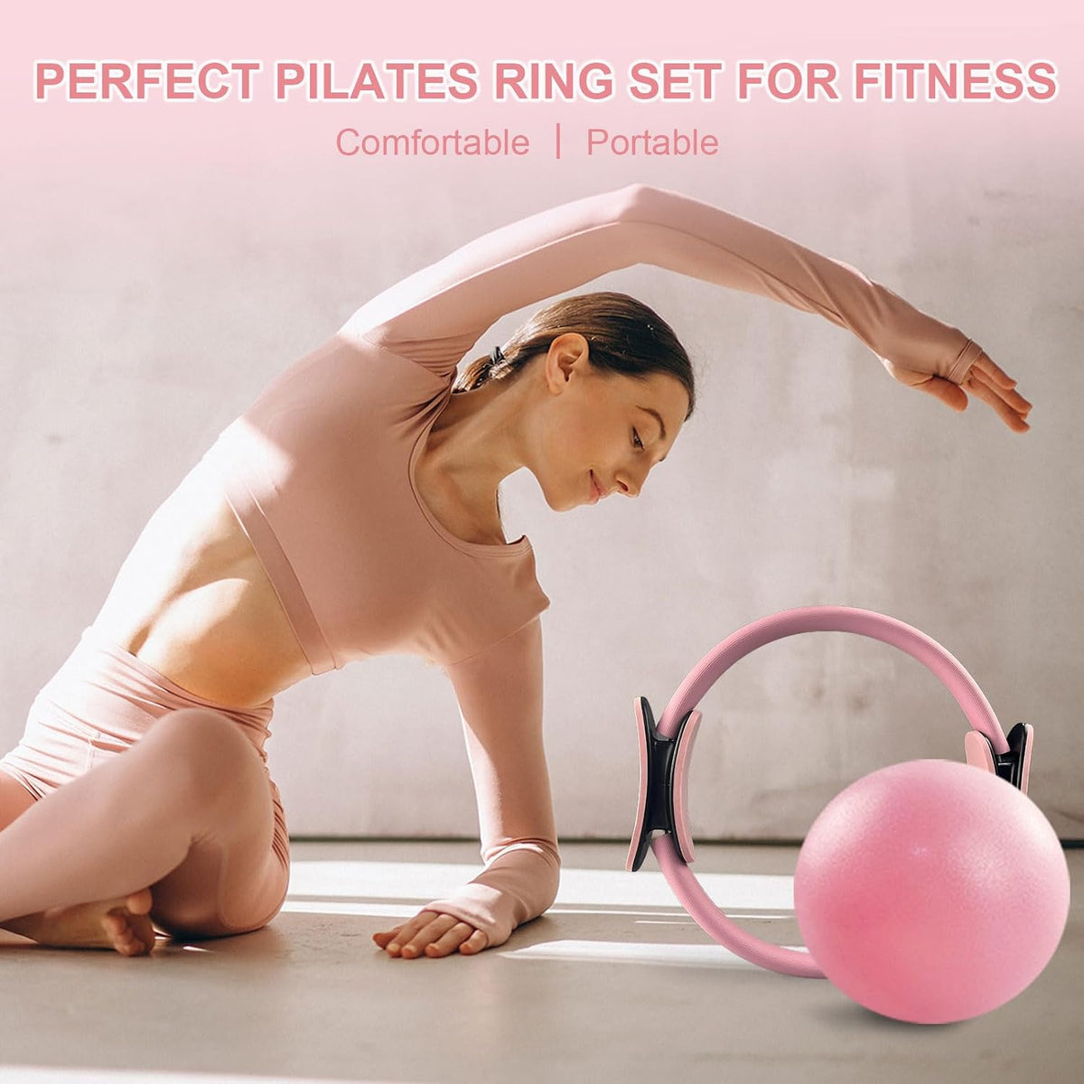 KANGFITER Pilates Kit with Ankle Weight, Pilates Ring Ball, Resistance Band