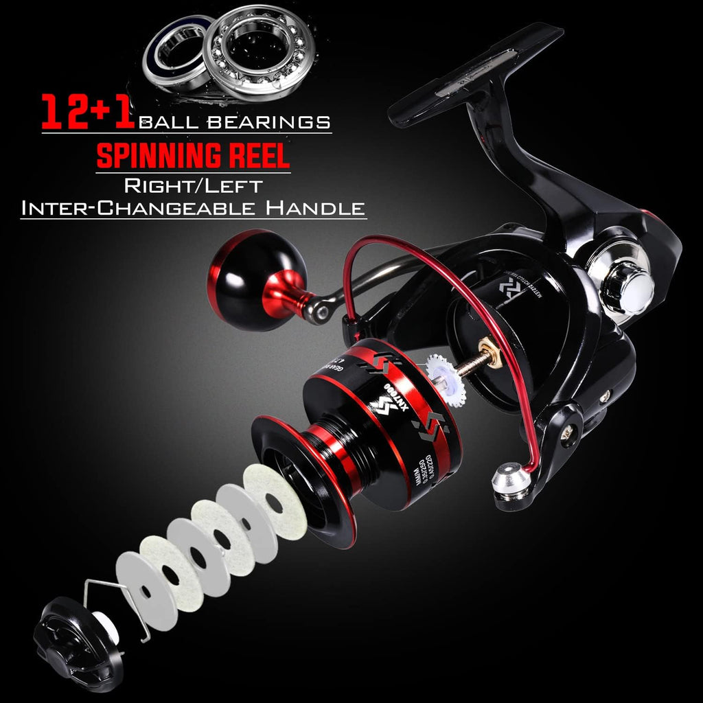 Sougayilang Fishing Rod and Reel Combo Set with Telescopic Fishing Pole Fishing Accessories and Carrier Bag for Saltwater Freshwater-2.1M Rod 2000 Reel with Bag