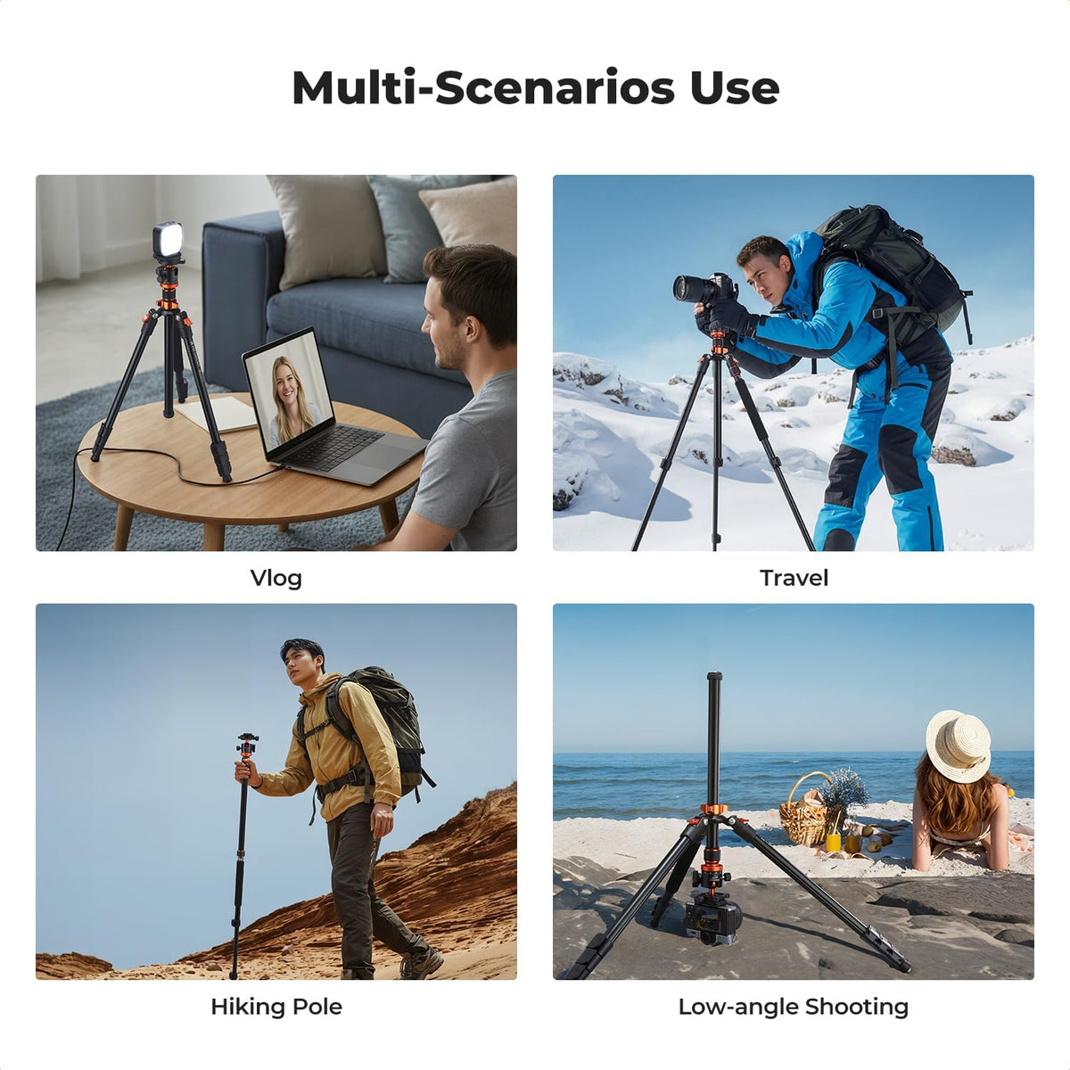 K&F CONCEPT 78" Aluminum Camera Tripod