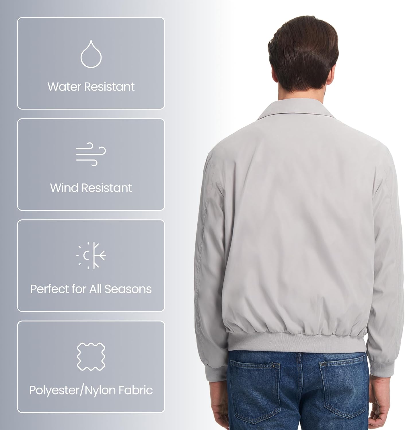Weatherproof Men's Golf Jacket - Lightweight Windbreaker, Water-Resistant Microfiber Shell, Perfect for Golf & Casual Wear