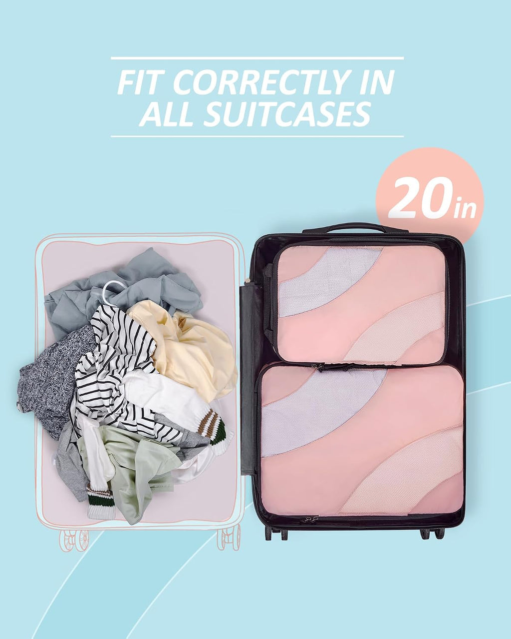 BAGSMART Compression Packing Cubes for Travel