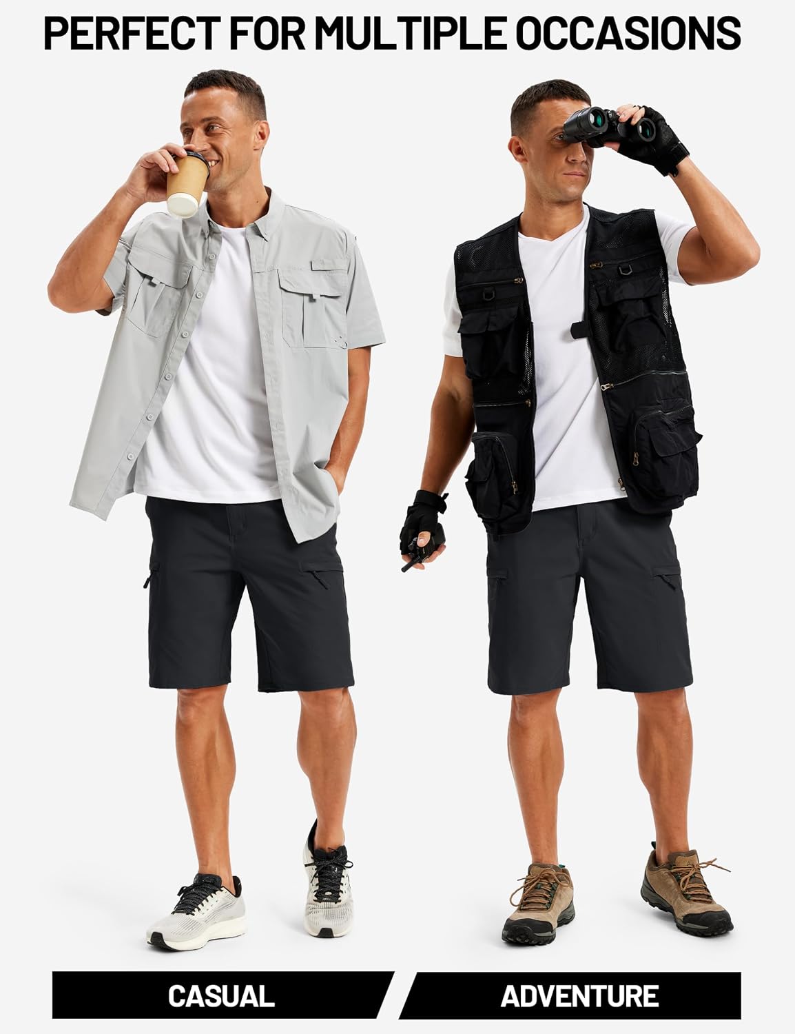 TACVASEN Men's Hiking Cargo Shorts 10 inch Quick Dry Lightweight Waterproof