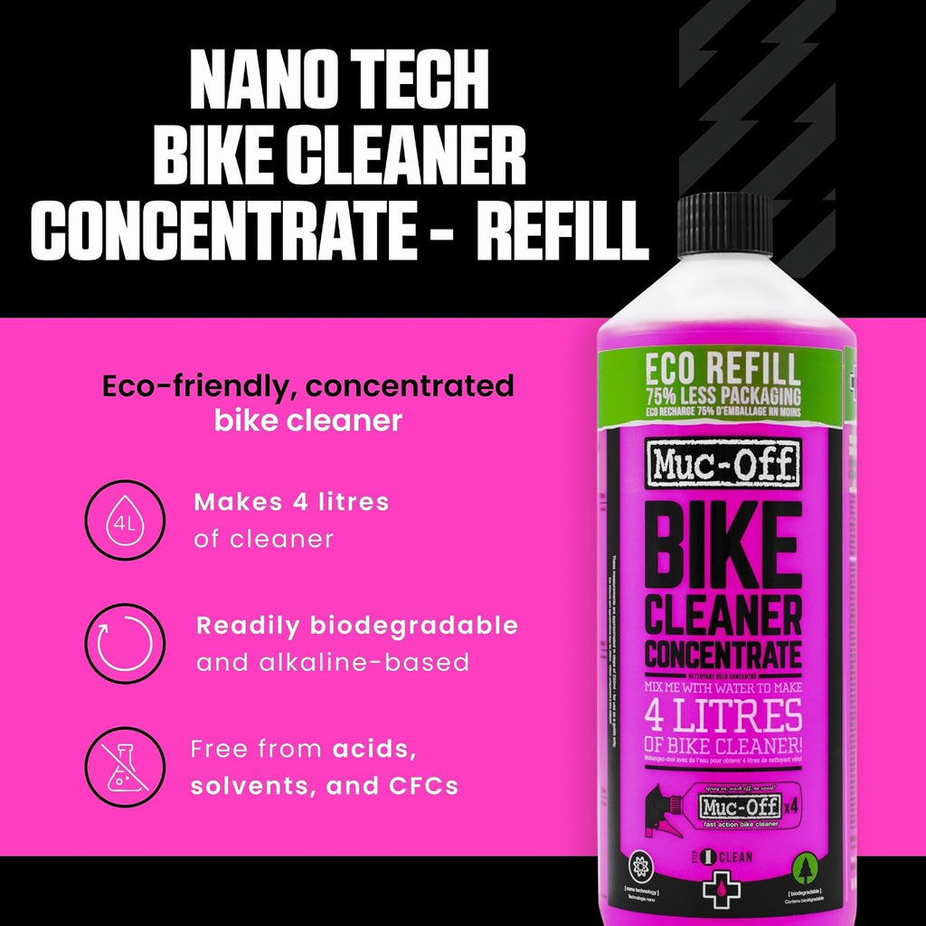 Muc-Off Bike Cleaner Concentrate, 1 Liter - Fast-Action, Biodegradable Nano Gel Refill - Mixes with Water to Make Up to 4 liters of Bike Wash