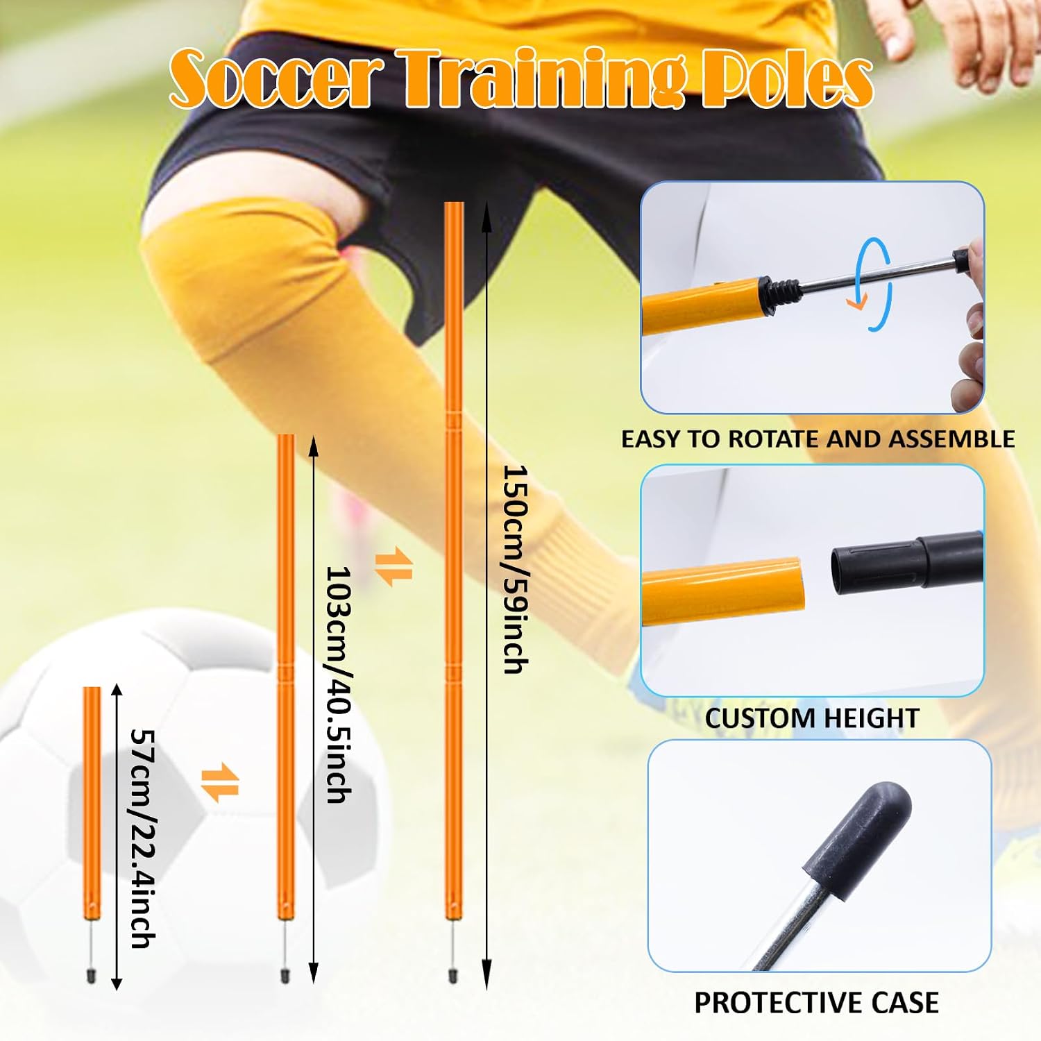 Vztipki Speed & Agility Training Equipment-20ft Agility Ladder, 6 Poles, 12 Soccer Cones, Resistance Parachute, Jump Rope, Soccer Football Basketball Sport Training Set for Kids Youth Adults