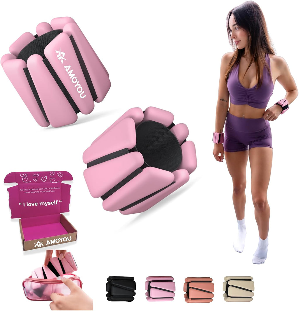 Wrist & Ankle Weights for Women – 2 lb Total, 1 lb Each | Weighted Bangles