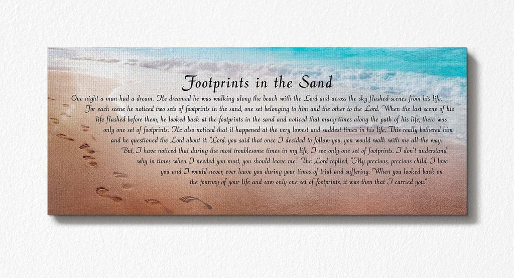 Footprints in the Sand Wall Decor, Footprints in the Sand Inspirational Wall Art, Beach Decor, Christian Gifts for Men and Women Chrisitan Wall Decor, Sympathy Gift, Gift Ready To Hang C3001-16x40