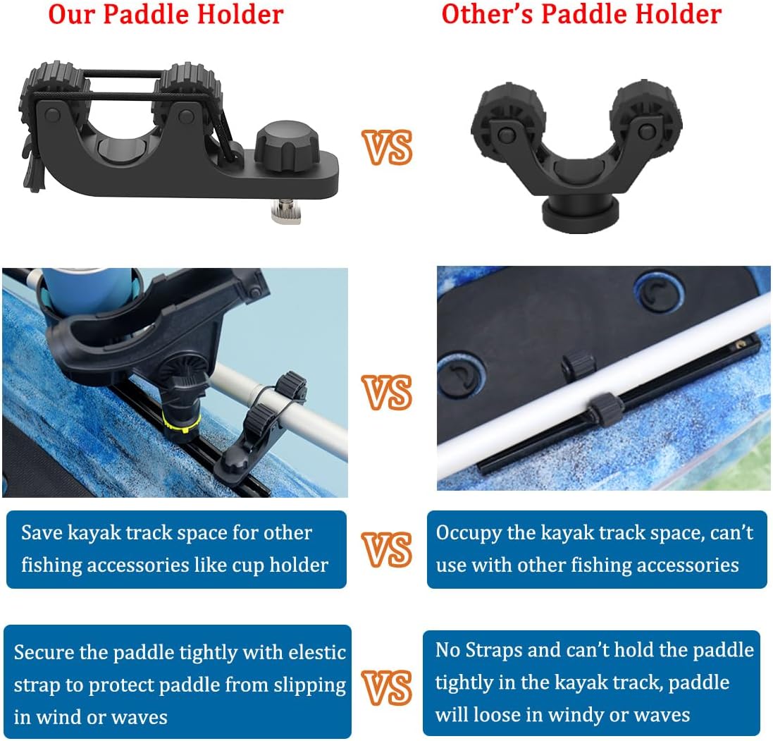 Huntury Kayak Paddle Holder, Save Kayak Track Space, Fishing Net, Fishing Poles Holder for Fishing, Track Mount Accessories