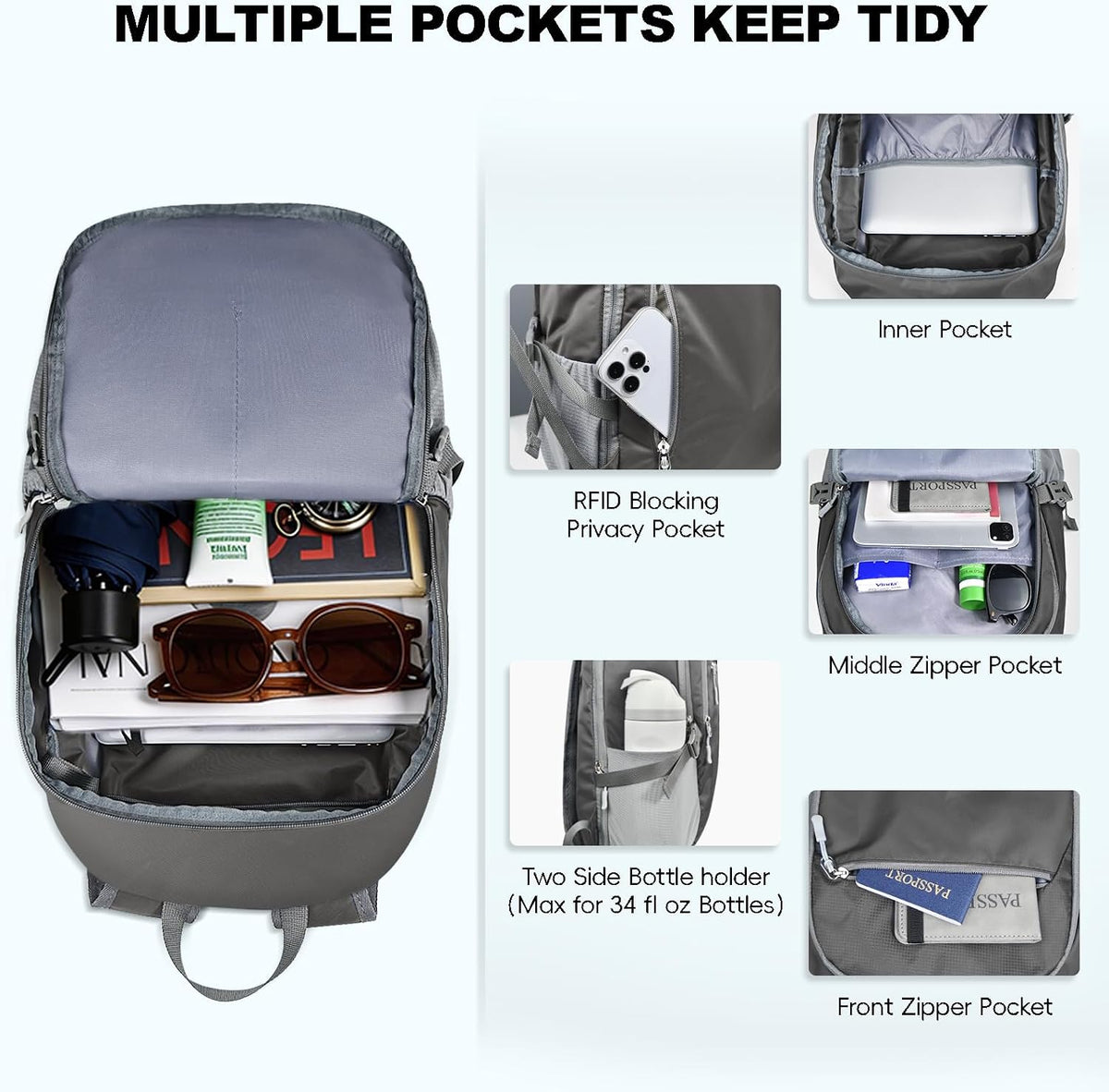 Seektop Travel Backpack, Foldable Expandable 20L-28L Daypack