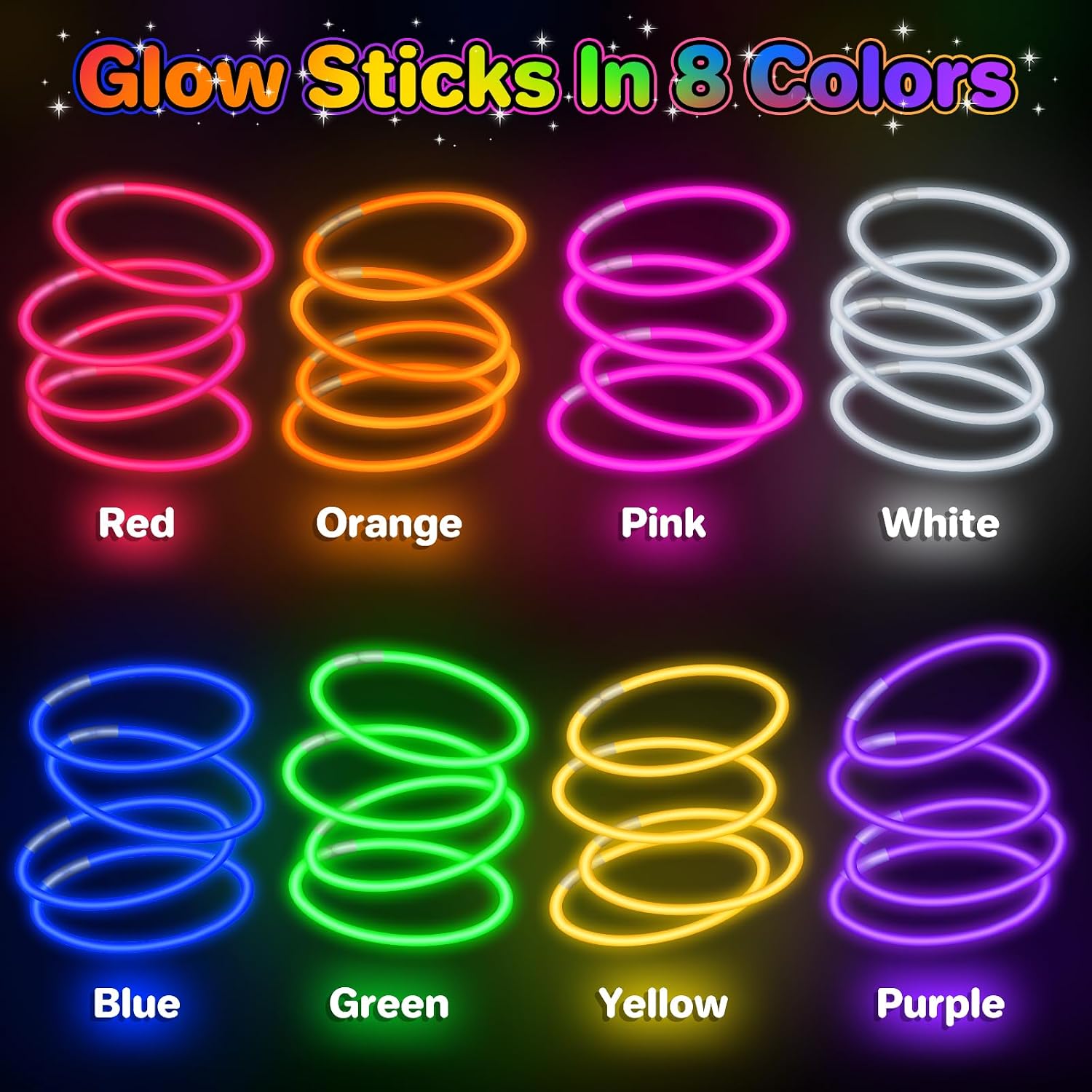 SpringFlower 400Pcs Glow Sticks Bulk Party Favor Supplies, Glow Sticks for Party Decorations, Wedding, Birthday, Halloween, Easter, Glow in the Dark Party Supplies with Bracelets and Necklaces