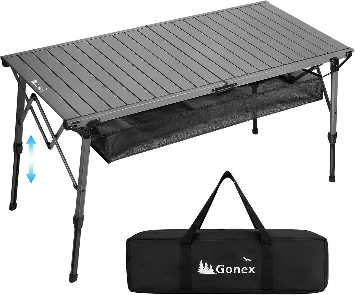 Gonex 50" Camping Table, Roll Up Aluminum Folding Picnic Beach Table