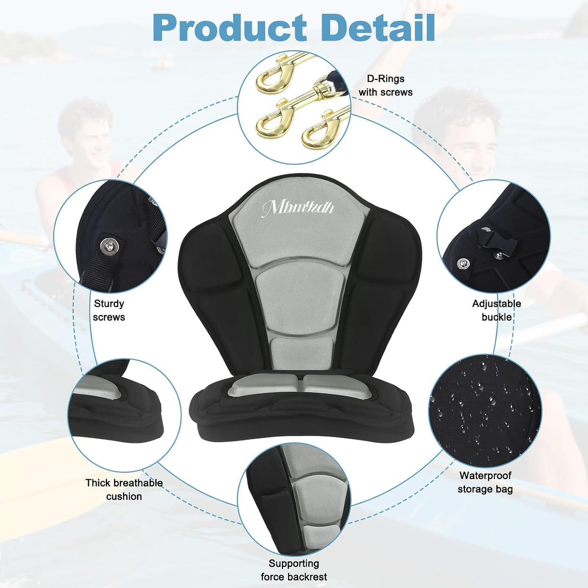 Thickened Kayak Seat,Kayak Seats with Back Support– Cushioned Canoe Backrest with Sit-On-Top Design, Padded Back Support for SUP Paddle Boards, Rafting, Fishing