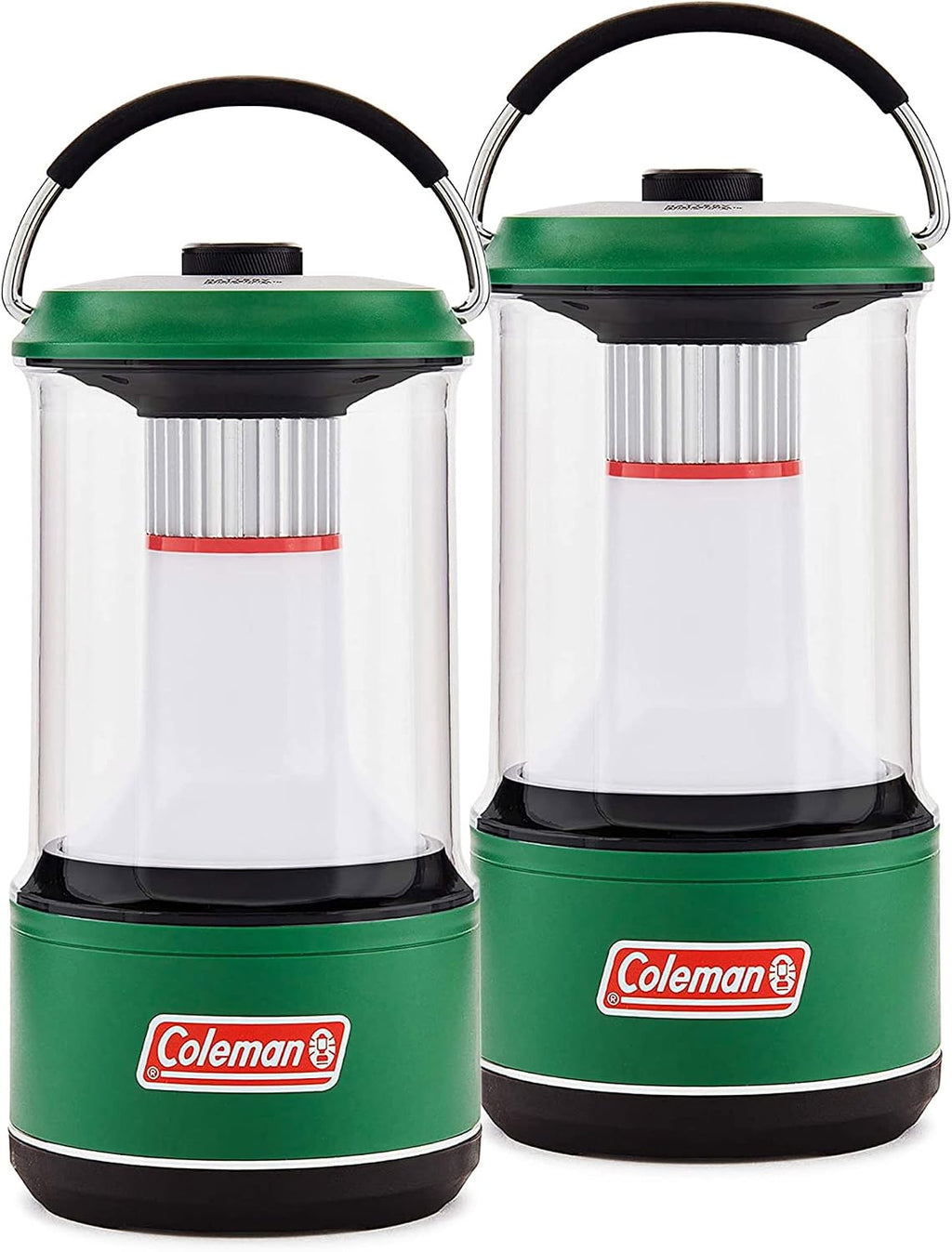 Coleman 1000 Lumens LED Water-Resistant Outdoor Camping Light Lantern with 4 Lighting Modes, and BatteryGuard Protection Technology, Green (2 Pack)