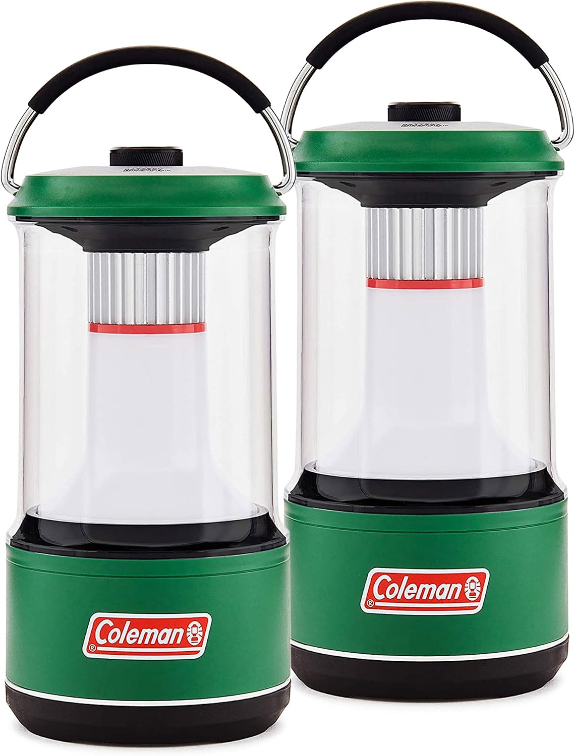Coleman 1000 Lumens LED Water-Resistant Outdoor Camping Light Lantern with 4 Lighting Modes, and BatteryGuard Protection Technology, Green (2 Pack)