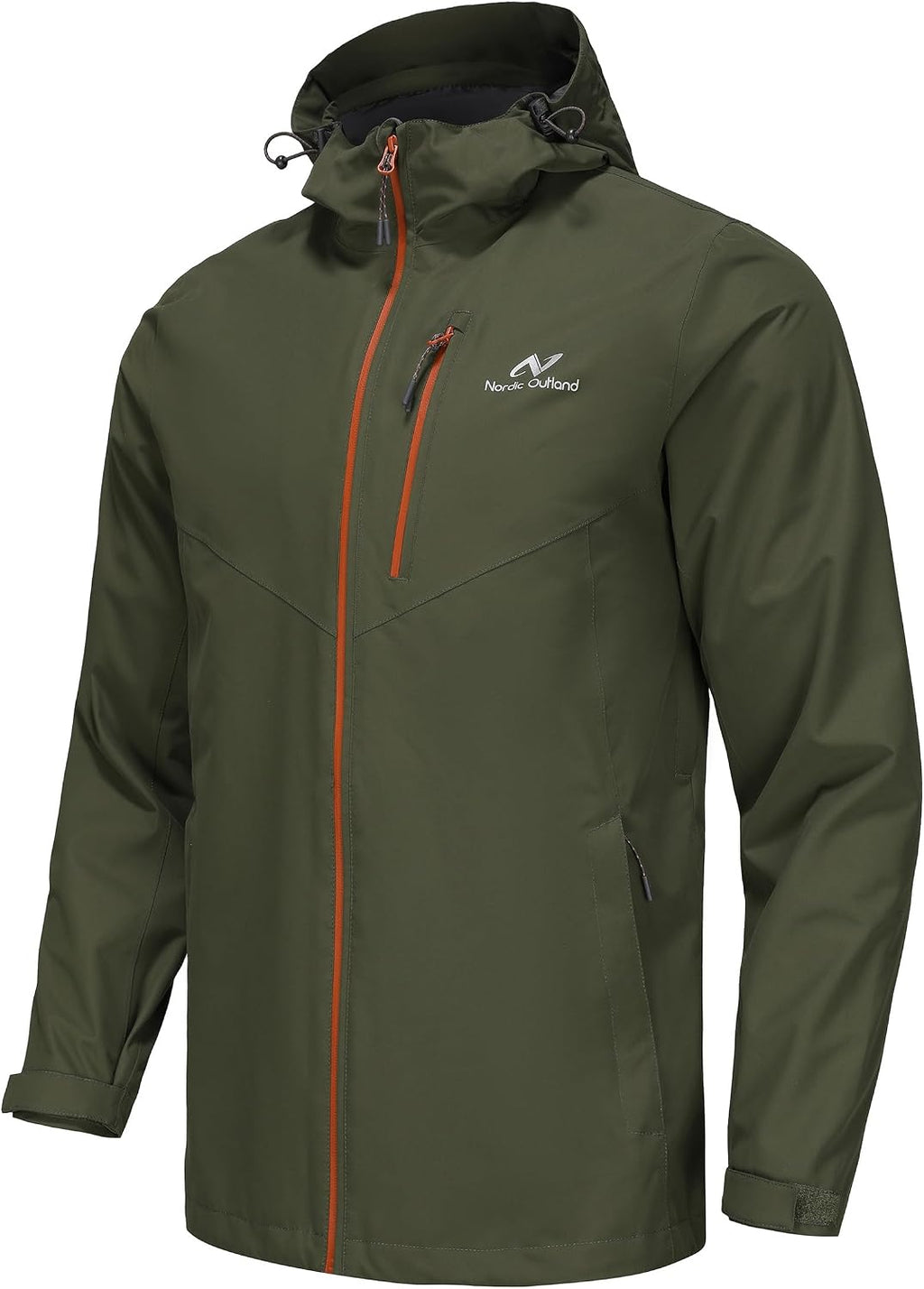 NORDIC OUTLAND Mens Lightweight Hooded Waterproof Rain Jacket Breathable Raincoat Shell for Outdoor Mountain Hiking