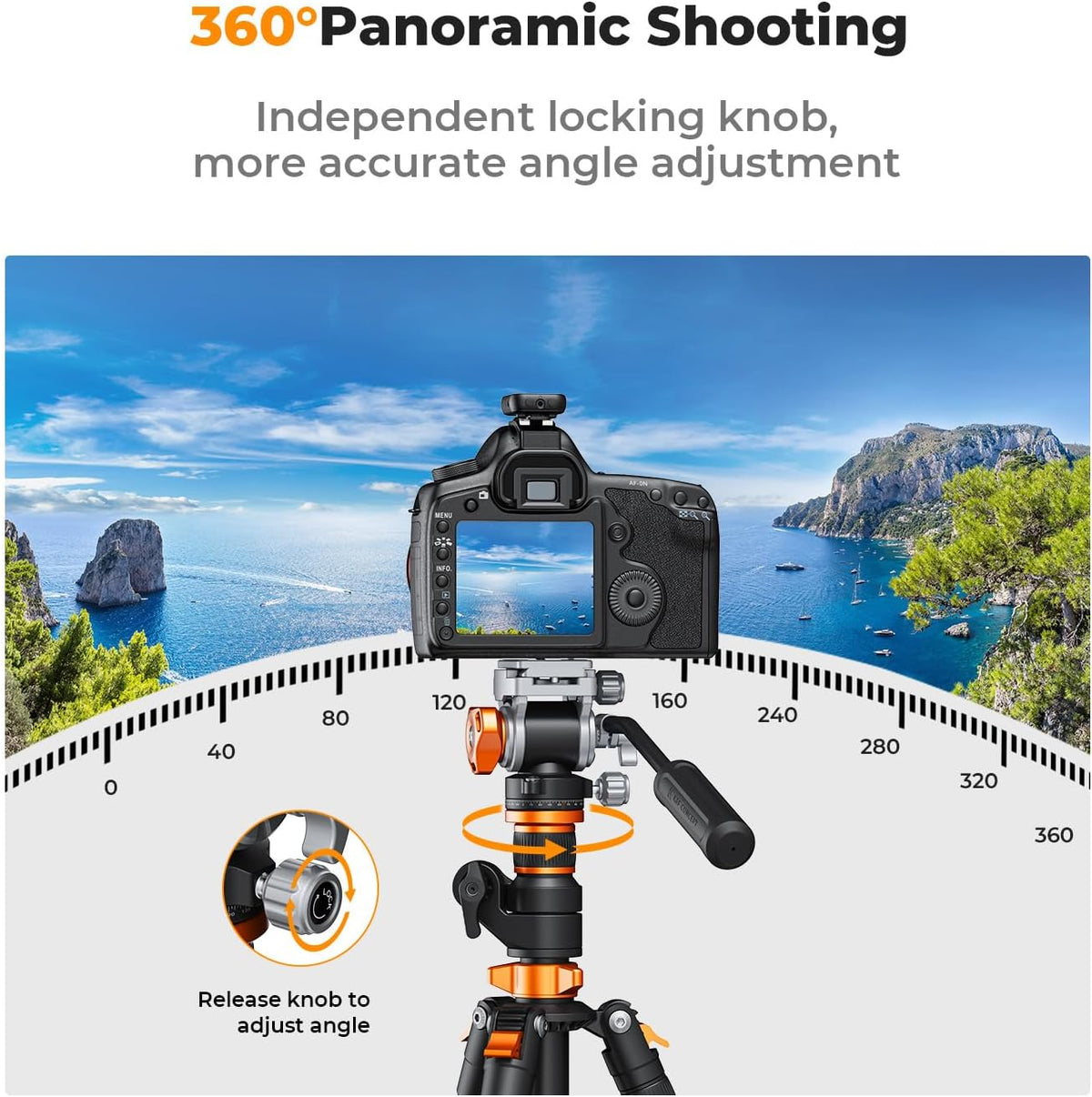 K&F CONCEPT Fluid Head, Silky-Smooth, Stable Tripod Fluid Head for pan and tilt,Arca Swiss-Compatible Fluid Head Mount, max Load 11 lbs/5kg FH-03