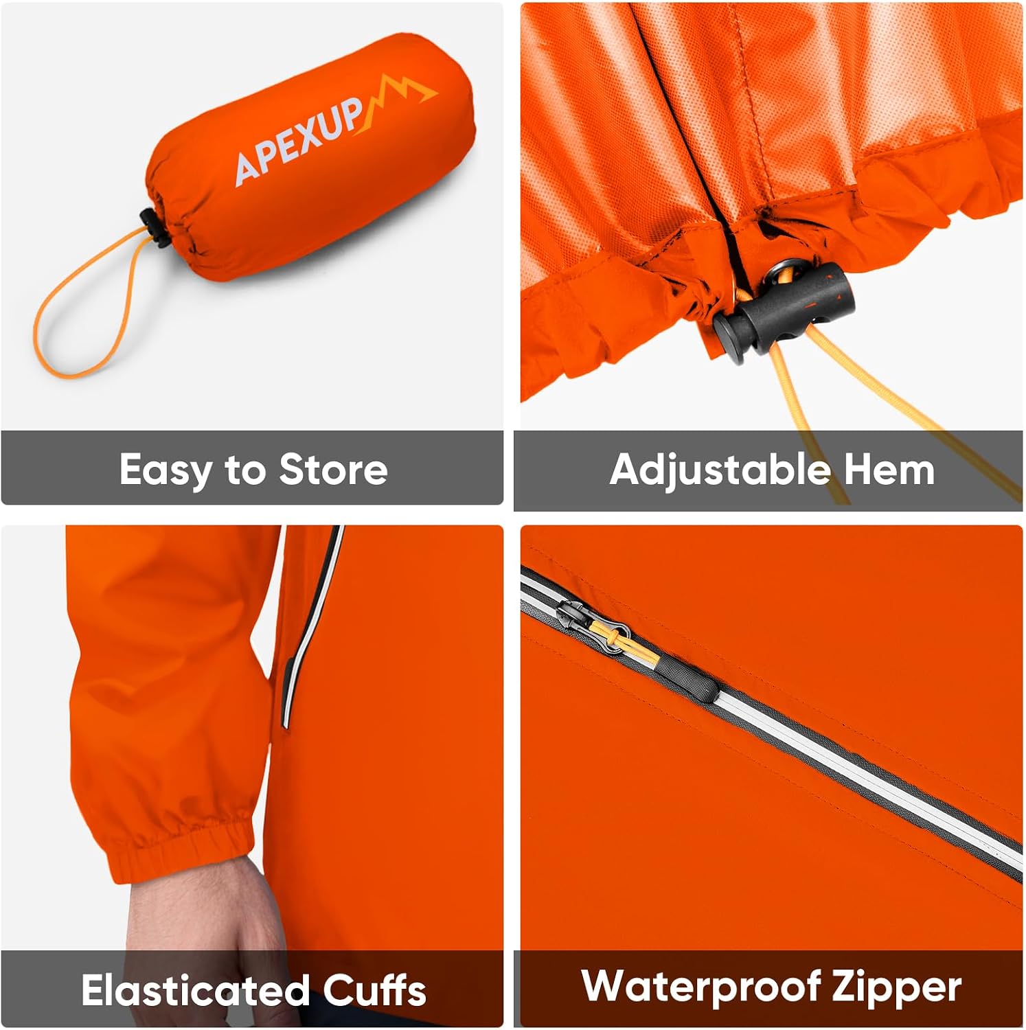 APEXUP Packable Rain Jacket Men Waterproof Lightweight Raincoat with Hood