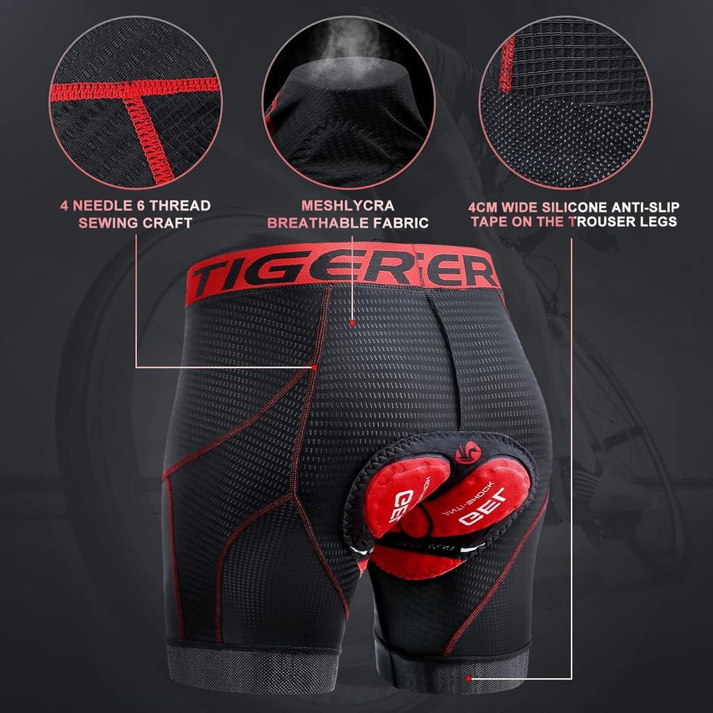X-TIGER Men's Cycling Underwear Shorts 5D Padded Gel,MTB Biking Shorts Pants with Breathable,Adsorbent Design