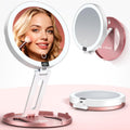 LitBear Travel Makeup Mirror with Lights, 10X/1X Foldable Magnifying Mirror
