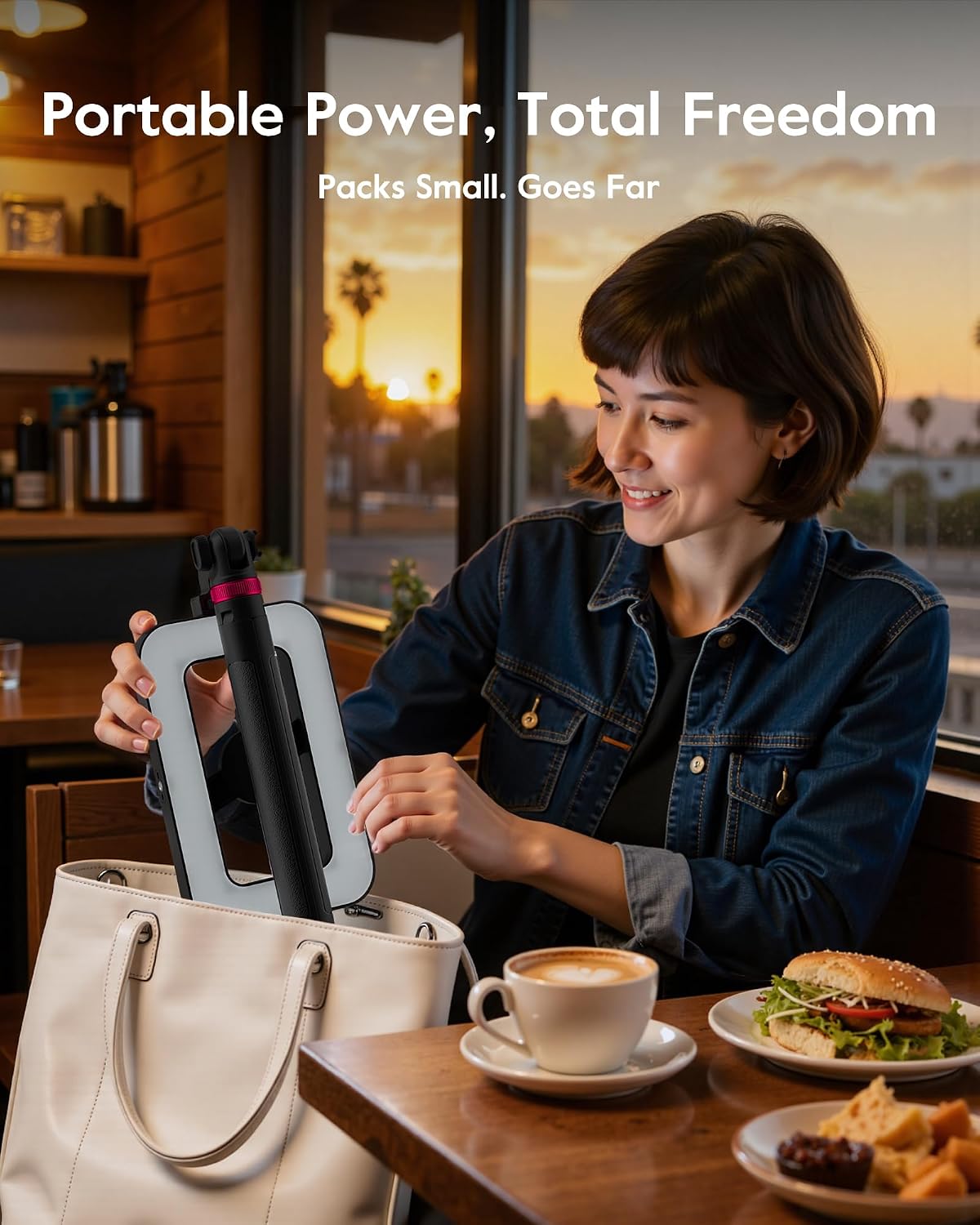Tripod for iPhone with Light, Portable 15W Ring Light with Stand and Phone Holder for Video Recording, 6000mAh Magnetic Phone Tripod with Light 2500K-9000K for Food Hunt,Mukbang Video,Vlogging,CRI＞95