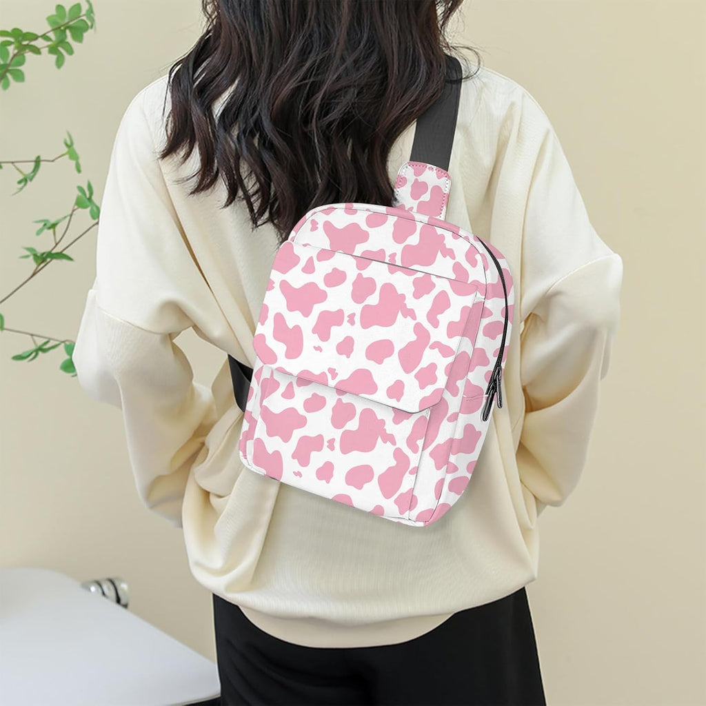Cute Small Camera Bag with Photographer Camera Sling Bag Waterproof Dslr Camera Case Compatible with Nikon Sony Lightweigth for Women or Men(Pink Western Cow)