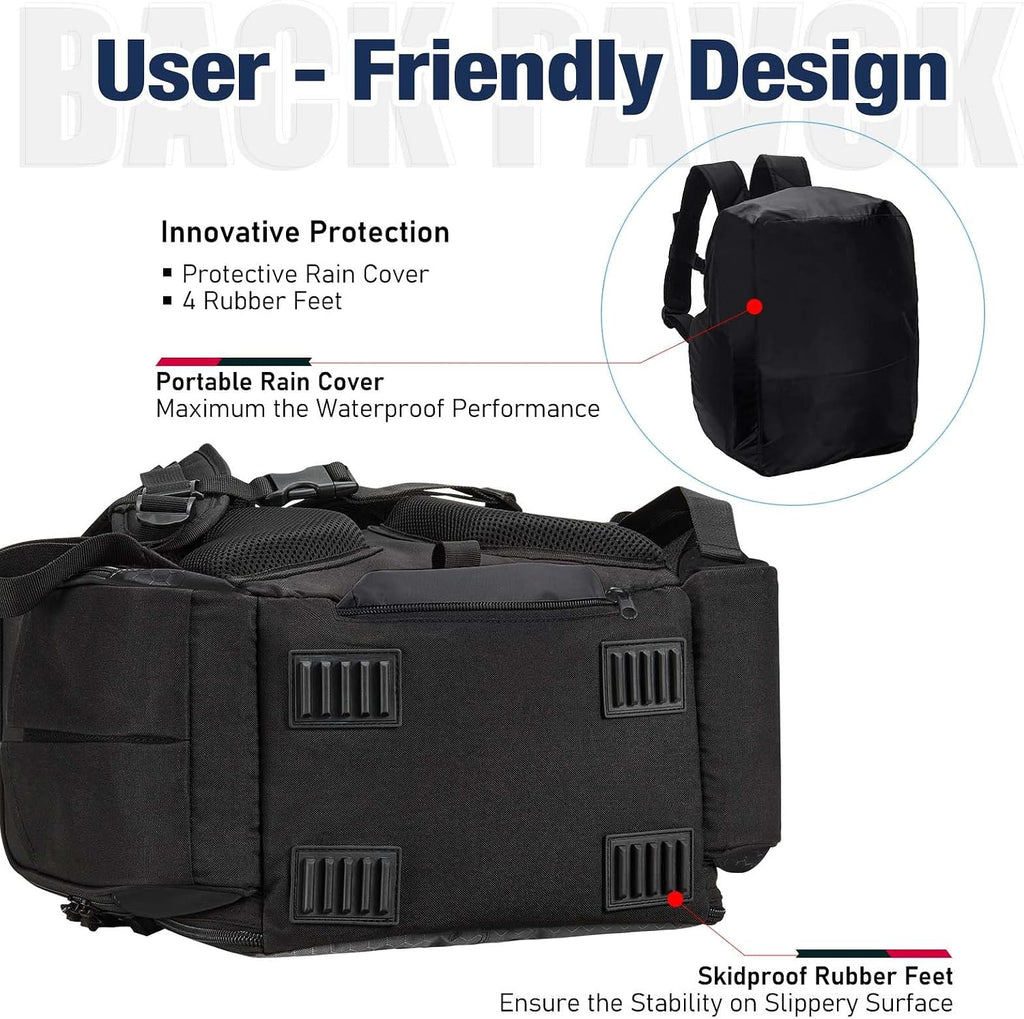 Piscifun Fishing Tackle Backpack with 2 Rod Holders, 4 Boxes & Rain Cover