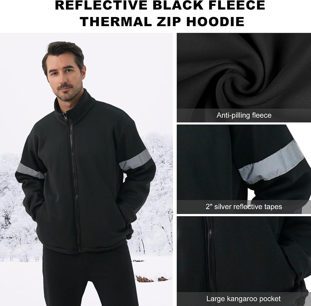 3 in 1 Safety jacket,Reflective high Visibility Hooded jacket,Hi Vis Bomber Jacket shell and fleece lining,Waterproof,ANSI Class 3 Black Bottom Orange,2XL