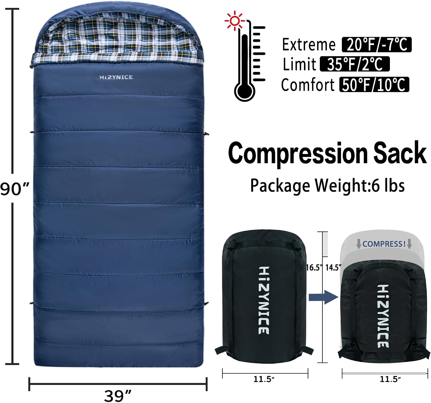 HiZYNICE Sleeping Bags for Adults XXL Cold Weather