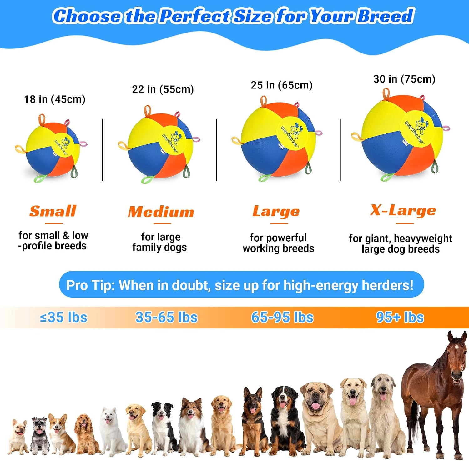 Hap Tim Upgraded Heavy Duty 25" Herding Ball for Dogs Thickened Bladder