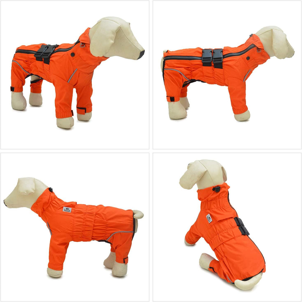 Lovelonglong Waterproof Dog Raincoat – 4-Leg Full Body Dog Rain Suit with Reflective Strips & Leash Opening, Outdoor Dog Jacket for Rainy Weather