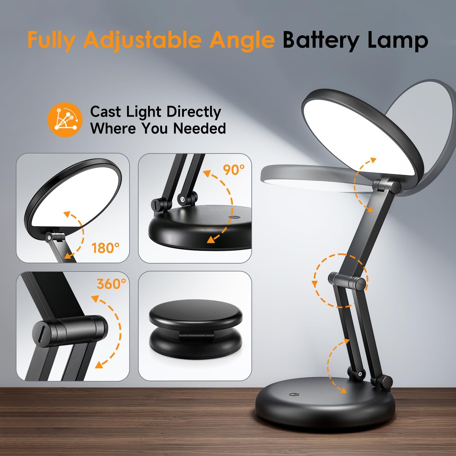 One Fire Cordless Lamp, 3600mAh Battery Operated Lamp, Rechargeable Lamp