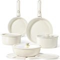 GiPP Ceramic Pots and Pans Set Non Stick, Nonstick Detachable Handle Cookware Sets, Healthy Non Toxic PFAS PFOA & PTFE Free, Dishwasher ＆Oven Safe, Induction Kitchen Pot and Pan, 15 Piece Cream