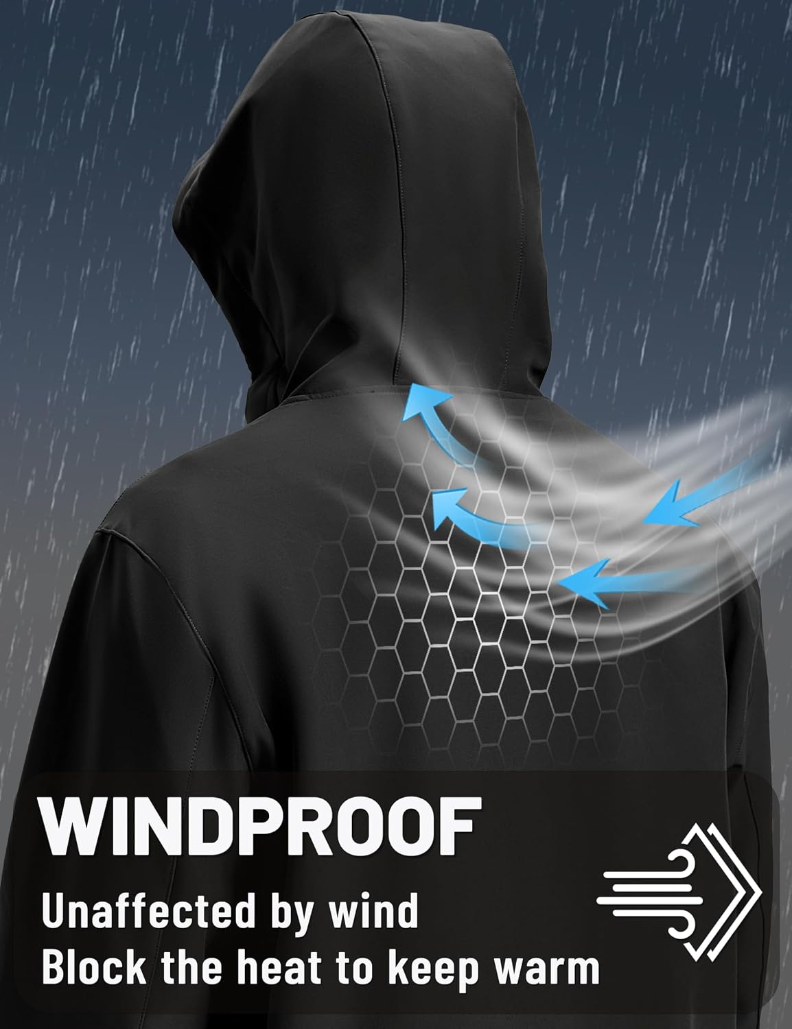 TACVASEN Men's Hooded Softshell Waterproof Fleece Lined Lightweight Jackets