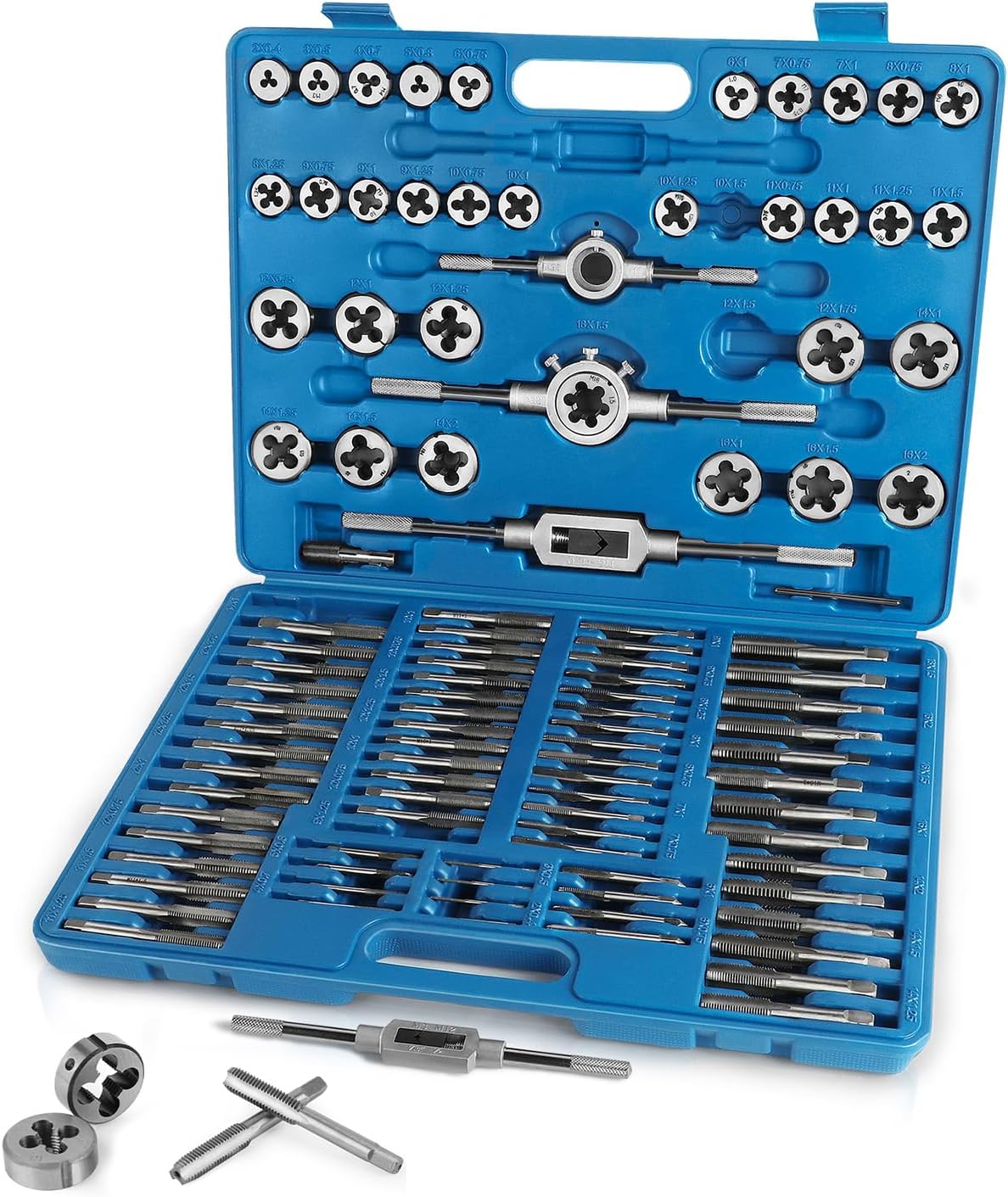 110PCS Metric Tap and Die Set, Metric Size M2-M18 Rethreading Kit