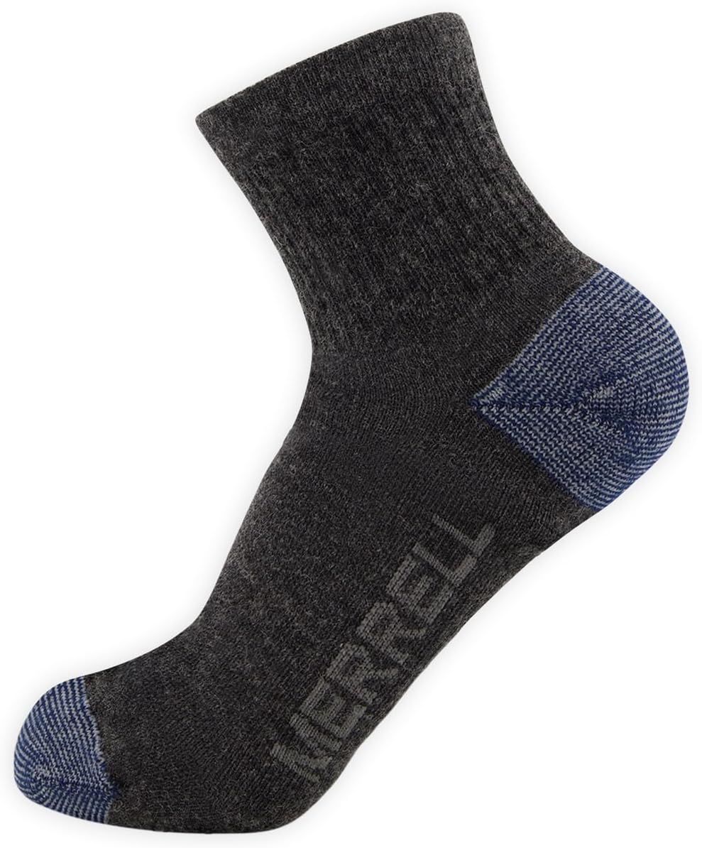 Merrell Unisex 3-pack Trekker Outdoor Ankle Socks, Mid-height Wool Blend Trail Socks Multi-pack