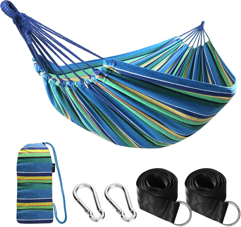 ANYOO Cotton Camping Hammock Portable with Tree Straps Holds 660lbs