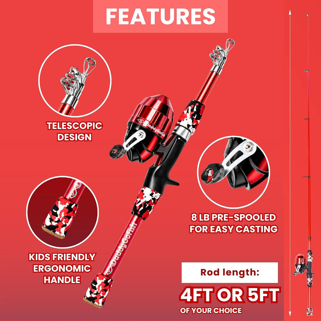 Kids Fishing Pole for Boys, Girls & Youth Age, Toddler Fishing Pole Set Kit